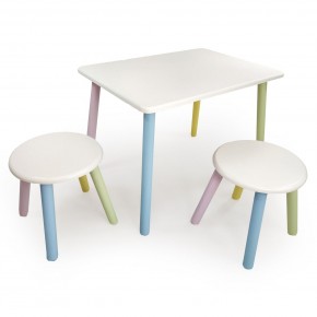 Детский комплект стол и два табурета круглых  (Белый, Белый, Цветной) в Реже - rezh.mebel-74.com | фото