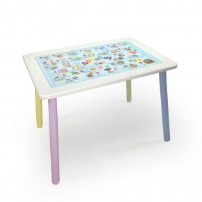 Детский стол с накладкой Алфавит (Белый/Цветной) в Реже - rezh.mebel-74.com | фото