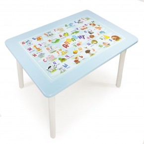 Детский стол с накладкой Алфавит  (Голубой/Белый) в Реже - rezh.mebel-74.com | фото
