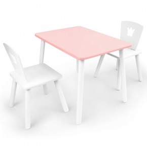 Комплект детской мебели стол и два стула Корона  (Розовый/Белый/Белый) в Реже - rezh.mebel-74.com | фото