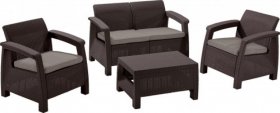 Комплект мебели Корфу сет (Corfu set) коричневый - серо-бежевый * в Реже - rezh.mebel-74.com | фото