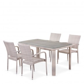 Комплект плетеной мебели T256C/Y376C-W85 Latte (4+1) + подушки на стульях в Реже - rezh.mebel-74.com | фото