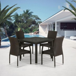 Комплект плетеной мебели T257A/YC379A-W53 Brown (4+1) + подушки на стульях в Реже - rezh.mebel-74.com | фото