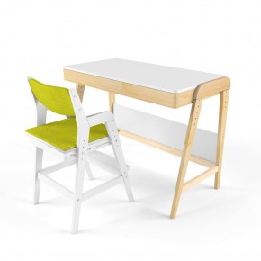 Комплект растущий стол и стул с чехлом 38 попугаев «Вуди» (Белый, Белый, Грин) в Реже - rezh.mebel-74.com | фото