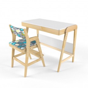 Комплект растущий стол и стул с чехлом 38 попугаев «Вуди» (Белый, Береза, Салют) в Реже - rezh.mebel-74.com | фото