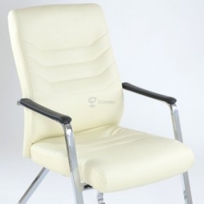 Кресло Barneo K-25 для посетителей и переговорных (хром, бежевая экокожа) в Реже - rezh.mebel-74.com | фото