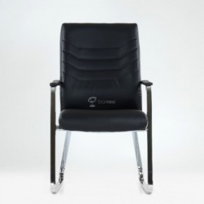 Кресло Barneo K-25 для посетителей и переговорных (хром, черная экокожа) в Реже - rezh.mebel-74.com | фото