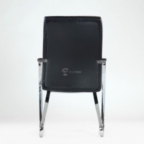 Кресло Barneo K-25 для посетителей и переговорных (хром, черная экокожа) в Реже - rezh.mebel-74.com | фото