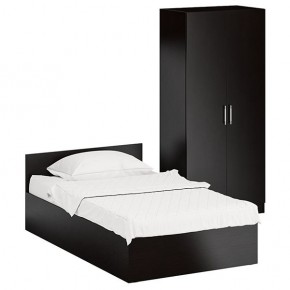 Кровать 1200 + Шкаф 2-х створчатый Стандарт, цвет венге, ШхГхВ 123,5х203,5х70 + 90х52х200 см., сп.м. 1200х2000 мм., без матраса, основание есть в Реже - rezh.mebel-74.com | фото