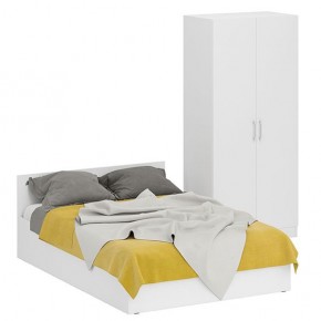 Кровать 1400 + Шкаф 2-х створчатый Стандарт, цвет белый, ШхГхВ 143,5х203,5х70 + 90х52х200 см., сп.м. 1400х2000 мм., без матраса, основание есть в Реже - rezh.mebel-74.com | фото