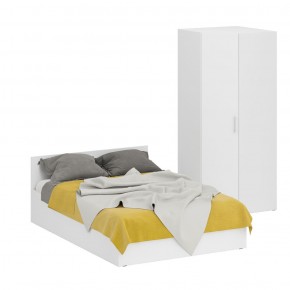 Кровать 1400 + Шкаф угловой Стандарт, цвет белый, ШхГхВ 143,5х203,5х70 + 81,2х81,2х200см., сп.м. 1400х2000 мм., без матраса, основание есть в Реже - rezh.mebel-74.com | фото