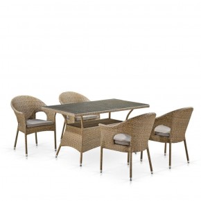 Обеденный комплект плетеной мебели T198B/Y79B-W56 Light Brown (4+1) в Реже - rezh.mebel-74.com | фото