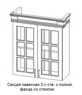 Секция навесная 2-х ств. с полкой "Верона", фасад со стеклом (800) в Реже - rezh.mebel-74.com | фото
