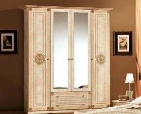Шкаф 4-х дверный с зеркалами (02.144) Рома (беж) в Реже - rezh.mebel-74.com | фото