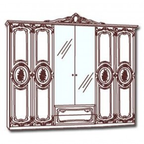 Шкаф 6-и дверный с зеркалами (01.146) Роза (беж) в Реже - rezh.mebel-74.com | фото