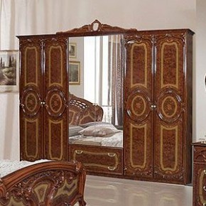 Шкаф 6-и дверный с зеркалами (01.146) Роза (орех) в Реже - rezh.mebel-74.com | фото