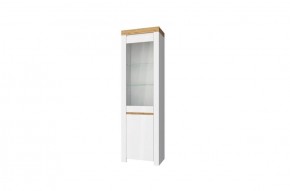 Шкаф с витриной  1V1D, TAURUS, цвет белый/дуб вотан в Реже - rezh.mebel-74.com | фото
