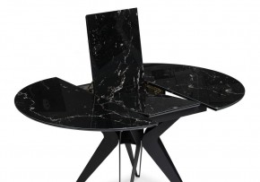Стол стеклянный Рикла 110(150)х110х76 черный мрамор / черный в Реже - rezh.mebel-74.com | фото